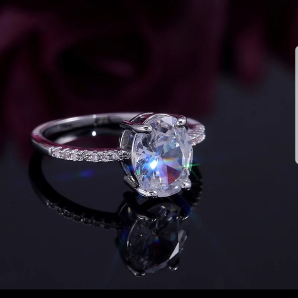 Solitaire sterling silver diamonds ring new - Picture 2 of 5